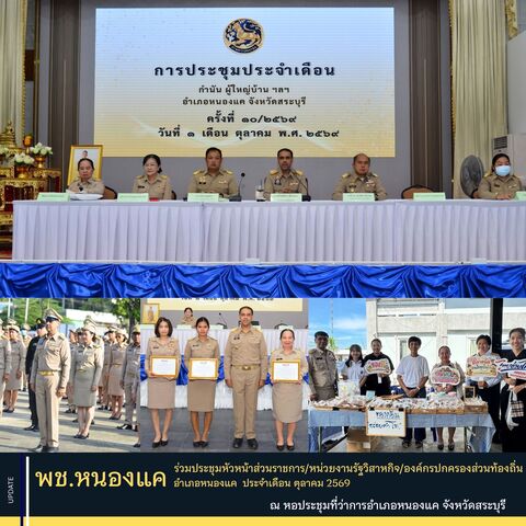 พช.หนองแค ร่วมประชุมหัวหน้าส่วนราชการ/หน่วยงานรัฐวิสาหกิจ/องค์กรปกครองส่วนท้องถิ่น อำเภอหนองแค ประจำเดือนตุลาคม พ.ศ. 2569